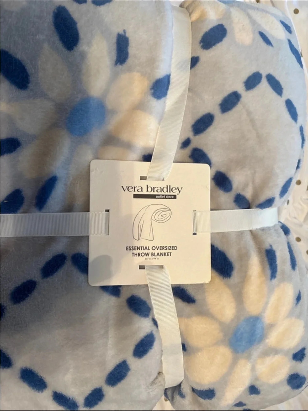 Vera Bradley Cozy Floral Dot Throw Blanket - Blue & Cream